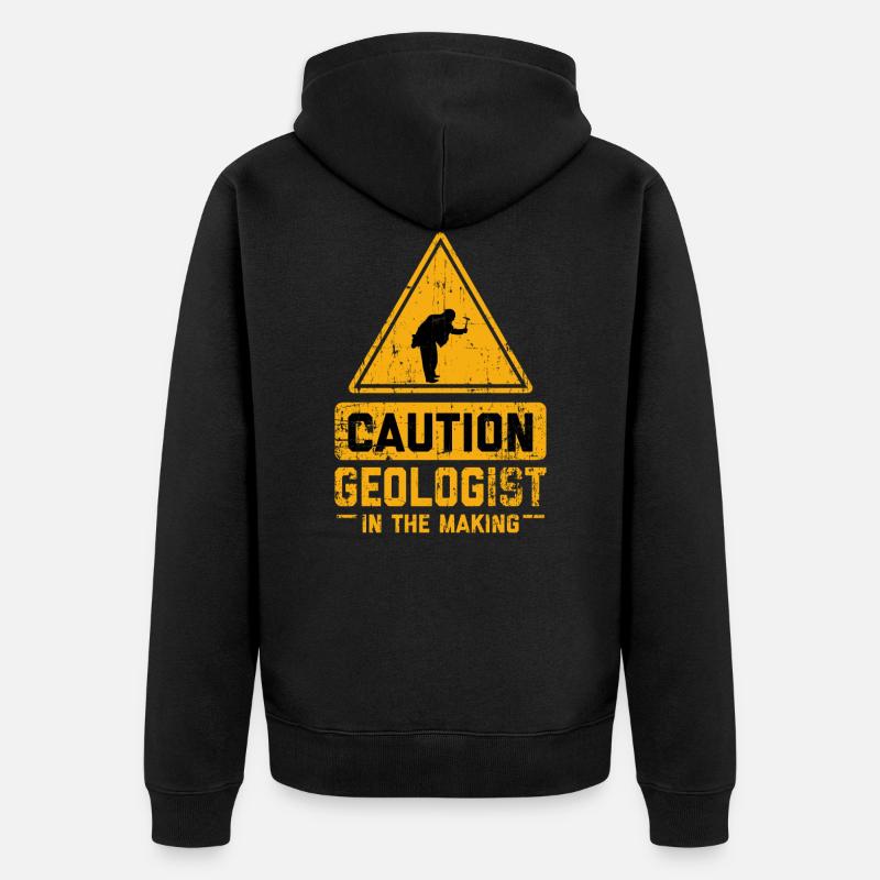 ATTENTION Géologue en devenir - Veste à capuche bio Premium Unisexe - noir