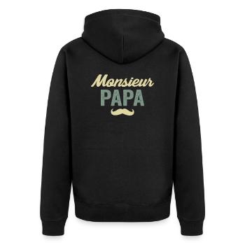 Monsieur Papa Père T-Shirt - Veste à capuche bio Premium Unisexe - noir - Dos - Nico (187cm)