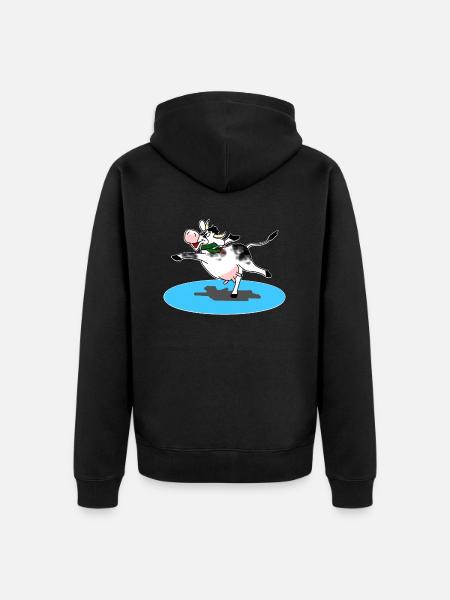 Cow on the ice - Unisex Premium Organic Zip Hoodie - black