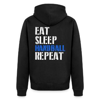 Eat. Sleep. Handball. Repeat. - Unisex Premium Organic Zip Hoodie - black - Back - Nico (187cm)