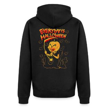 halloween - Unisex Premium Bio Zip Hoodie - Schwarz - Hinten - Nico (187cm)