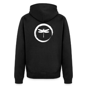 dragonfly - Unisex Premium Bio Zip Hoodie - Schwarz - Hinten - Nico (187cm)