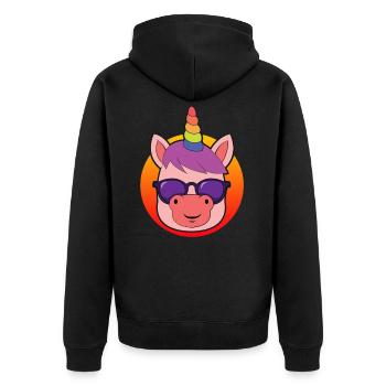 Cool Unicorn - Unisex Premium Organic Zip Hoodie - black - Back - Nico (187cm)