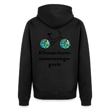 Klimaschutzfahrrad - Unisex Premium Bio Zip Hoodie - Schwarz - Hinten - Nico (187cm)