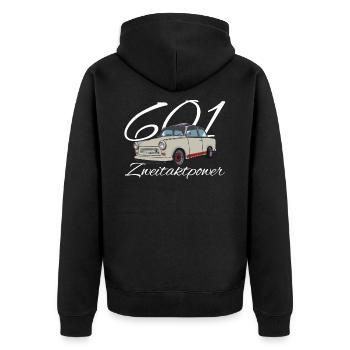 601 Zweitakt power - Unisex Premium Bio Zip Hoodie - Schwarz - Hinten - Nico (187cm)