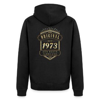 The best vintage 1973 - Unisex Premium Organic Zip Hoodie - black - Back - Nico (187cm)