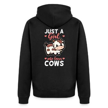 Juste une fille qui aime les vaches - Veste à capuche bio Premium Unisexe - noir - Dos - Nico (187cm)