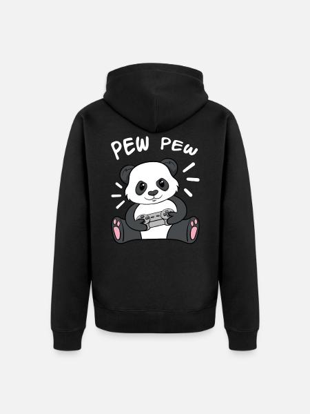 Pew Pew Panda - Unisex Premium Organic Zip Hoodie - black