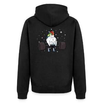 Licorne Soulèvement croisé - Veste à capuche bio Premium Unisexe - noir - Dos - Nico (187cm)