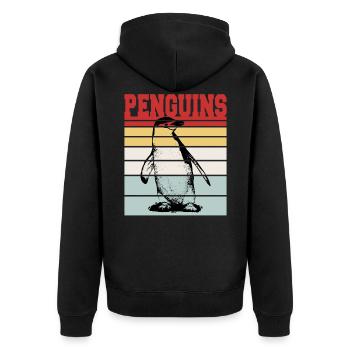 PENGUINS - Unisex Premium Bio Zip Hoodie - Schwarz - Hinten - Nico (187cm)