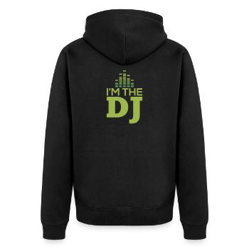 I am the DJ - Unisex Premium Organic Zip Hoodie - black - Back - Nico (187cm)