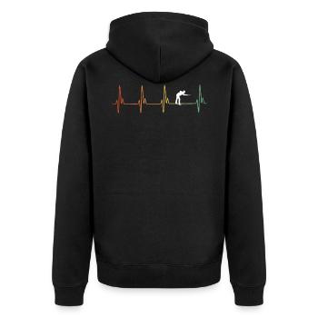 Retro Billiard Heartbeat - Unisex Premium Bio Zip Hoodie - Schwarz - Hinten - Nico (187cm)