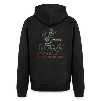 Gitarre, E-Gitarre, Bass, Geschenk, Geschenkidee - Unisex Premium Bio Zip Hoodie - Schwarz - Hinten - Nico (187cm)