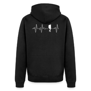 Backpacking Heartbeat - Unisex Premium Organic Zip Hoodie - black - Back - Nico (187cm)