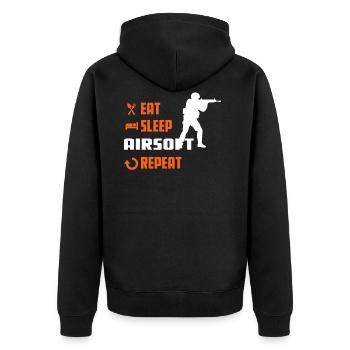 EAT SLEEP AIRSOFT - Airsoft Tee - Veste à capuche bio Premium Unisexe - noir - Dos - Nico (187cm)