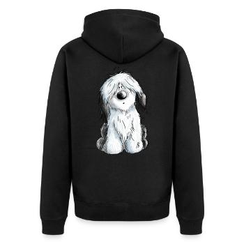 Süßer Bobtail - Bobtails - Old English Sheepdog - Unisex Premium Bio Zip Hoodie - Schwarz - Hinten - Nico (187cm)