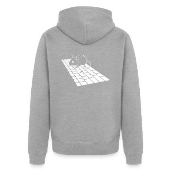 Maus - Tastatur - Computer - Geschenkidee - Unisex Premium Bio Zip Hoodie - Grau meliert - Hinten - Nico (187cm)