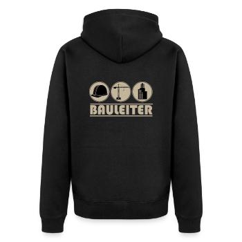 Bauleiter - Baustelle - Unisex Premium Bio Zip Hoodie - Schwarz - Hinten - Nico (187cm)