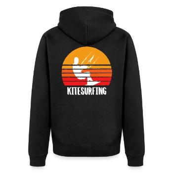 Kitesurfing Sunset - Unisex Premium Organic Zip Hoodie - black - Back - Nico (187cm)