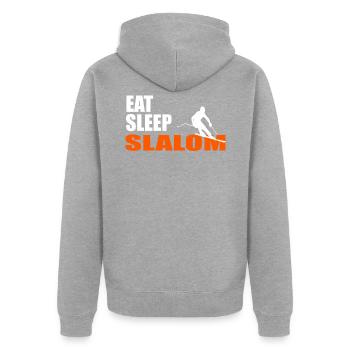 EAT. SLEEP. SLALOM. REPEAT. - Veste à capuche bio Premium Unisexe - gris chiné - Dos - Nico (187cm)