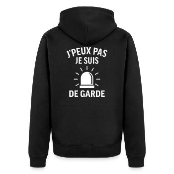 Je peux pas je suis de garde - Veste à capuche bio Premium Unisexe - noir - Dos - Nico (187cm)