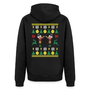 Tanzender Nussknacker Dabbing Nutcracker Knittered - Unisex Premium Bio Zip Hoodie - Schwarz - Hinten - Nico (187cm)