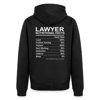 Lawyer Nutritional Facts - Unisex Premium Organic Zip Hoodie - black - Back - Nico (187cm)