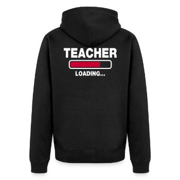Teacher - Unisex Premium Bio Zip Hoodie - Schwarz - Hinten - Nico (187cm)