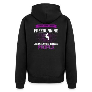 Freerunning And Maybe 3 People - Unisex Premium Organic Zip Hoodie - black - Back - Nico (187cm)