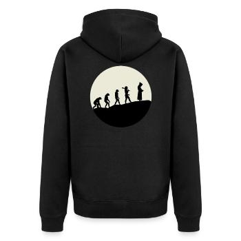 Monks Evolution Moon - Unisex Premium Organic Zip Hoodie - black - Back - Nico (187cm)
