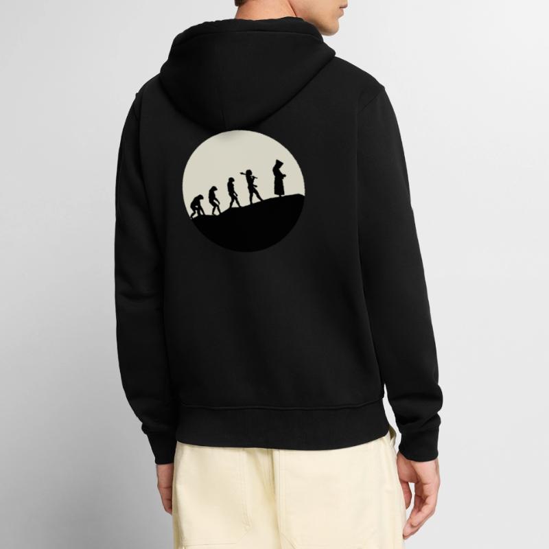 Monks Evolution Moon Unisex Premium Organic Zip Hoodie