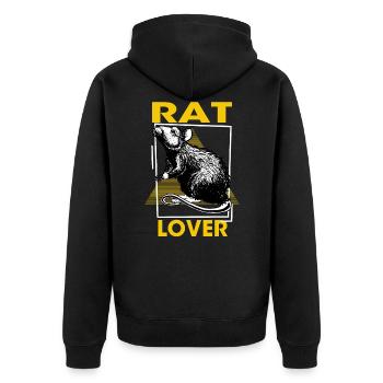 Rat Lover - Rodent, Rat, Rato - Unisex Premium Bio Zip Hoodie - Schwarz - Hinten - Nico (187cm)