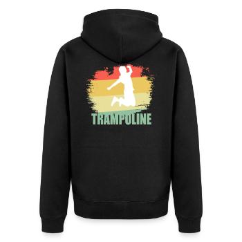 Distressed Trampoline Shirt - Unisex Premium Bio Zip Hoodie - Schwarz - Hinten - Nico (187cm)