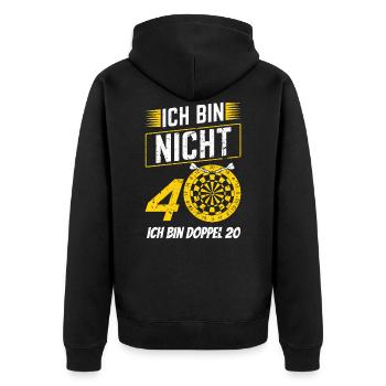 Dart Ich bin nicht 40 Doppel 20 Dart Geburtstag - Unisex Premium Bio Zip Hoodie - Schwarz - Hinten - Nico (187cm)