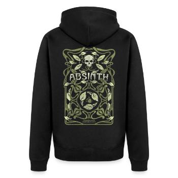 Absinth T Shirt Design Art Nouveau Jugendstil - Unisex Premium Bio Zip Hoodie - Schwarz - Hinten - Nico (187cm)