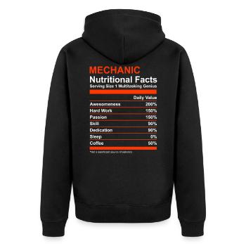 Nutritional Facts Mechanic Shirt - Unisex Premium Organic Zip Hoodie - black - Back - Nico (187cm)