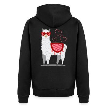 Cadeau d'alpaga lama pour femmes, hommes et enfants - Veste à capuche bio Premium Unisexe - noir - Dos - Nico (187cm)