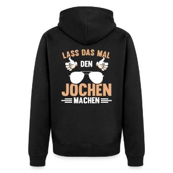 Jochen Namen personalisiertes Geschenk Spruch - Unisex Premium Bio Zip Hoodie - Schwarz - Hinten - Nico (187cm)
