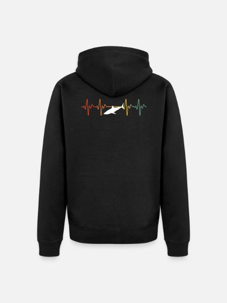 Retro Shark Heartbeat - Unisex Premium Organic Zip Hoodie - black