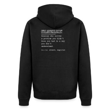 OTOLARYNGOLOGIST - Unisex Premium Bio Zip Hoodie - Schwarz - Hinten - Nico (187cm)