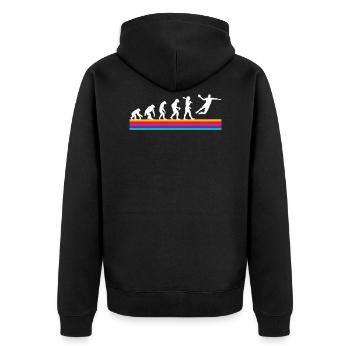 Retro handball graphic t-shirt - Unisex Premium Organic Zip Hoodie - black - Back - Nico (187cm)