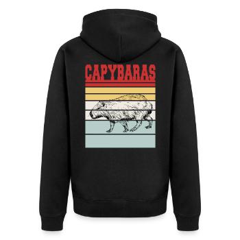 CAPYBARAS - Unisex Premium Bio Zip Hoodie - Schwarz - Hinten - Nico (187cm)