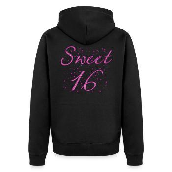 Sweet 16 Birthday 16 Years Gift Women Men - Unisex Premium Organic Zip Hoodie - black - Back - Nico (187cm)