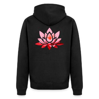 Lotus Flower - Unisex Premium Organic Zip Hoodie - black - Back - Nico (187cm)