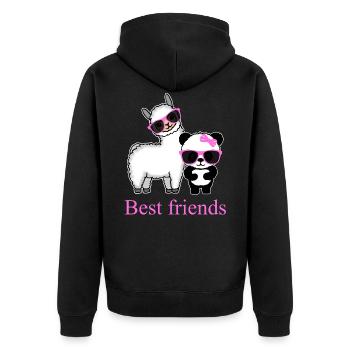 Panda Lama Lustig Geschenk Damen Herren Kinder - Unisex Premium Bio Zip Hoodie - Schwarz - Hinten - Nico (187cm)