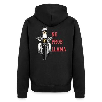 Lama alpaga moto cadeau femmes hommes enfants - Veste à capuche bio Premium Unisexe - noir - Dos - Nico (187cm)