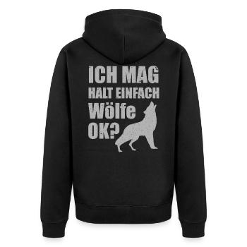 Wolf Wölfe Spruch Für Damen, Herren Und Kinder - Unisex Premium Bio Zip Hoodie - Schwarz - Hinten - Nico (187cm)