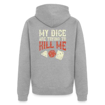 Tabletop nerd geek roleplaying gift - Unisex Premium Organic Zip Hoodie - heather grey - Back - Nico (187cm)
