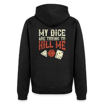Tabletop Nerd Geek Rollenspiel Geschenk - Unisex Premium Bio Zip Hoodie - Schwarz - Hinten - Nico (187cm)