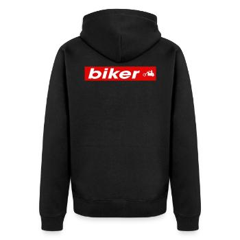 Conception de chemise de motard épique - Veste à capuche bio Premium Unisexe - noir - Dos - Nico (187cm)